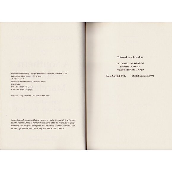 A Southern Star for Maryland – Secession Crisis, 1995 1st Edition - Picture 3 of 6